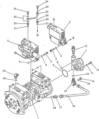 708-23-04014 PC100-5 120-5 150-5 Hidrolik Pompa Montajı (HPV55+55) Komatsu Parçaları