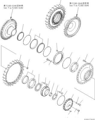 Komatsu Buldozer D375A-3D Seyahat Montajı Son Sürüş 195-27-00414 195-27-00542 195-27-00552 195-27-00406 195-27-00405