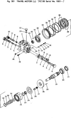 21K-60-00020 Komatsu PC150-1 Ekskavatör Seyahat Montajı ayna mahruti grubu Orijinal Seyahat Motor Satış Sonrası Yüksek kalite