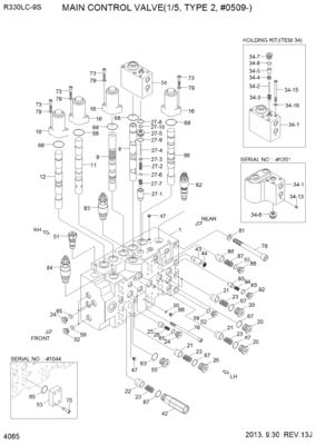 31N9-17000P 31Q9-17001P 31Q9-17002P Hyundai Ekskavatörü için R330LC-9S R330LC-9SH Hidrolik Ana Kontrol Valfi İnşaat Makineleri Parçaları Son Piyasa Yüksek kaliteli Orijinal